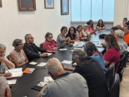 Iniciativa pioneira na Câmara de Campinas propõe rede de proteção à saúde do trabalhador Reunião sobre saúde do trabalhador na Câmara de Campinas. Foto: gabinete da vereadora Guida Calixto, divulgação