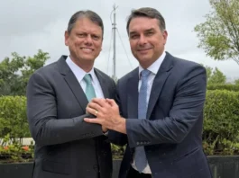 O governador de São Paulo, Tarcísio de Freitas, e o senador Flávio Bolsonaro. Foto: Reprodução/X