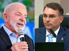 Lula e Flávio Bolsonaro.